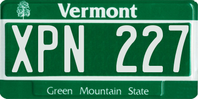 VT license plate XPN227