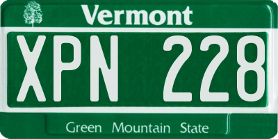 VT license plate XPN228