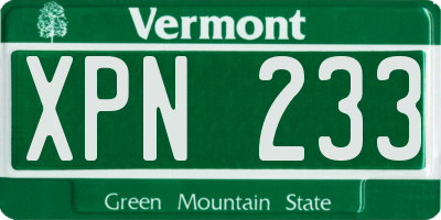 VT license plate XPN233