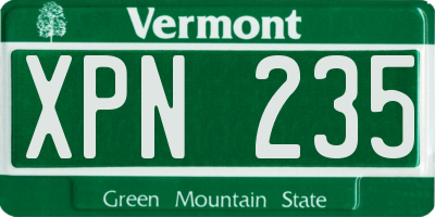 VT license plate XPN235