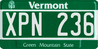 VT license plate XPN236
