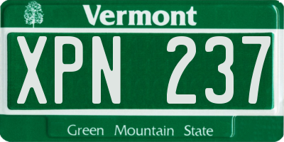 VT license plate XPN237