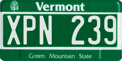 VT license plate XPN239