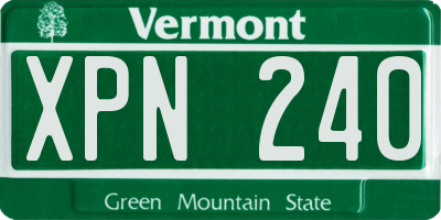 VT license plate XPN240