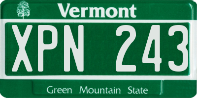 VT license plate XPN243