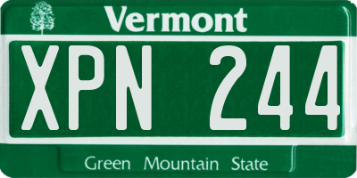 VT license plate XPN244
