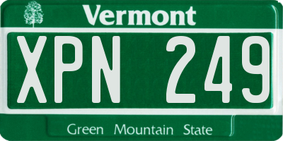 VT license plate XPN249