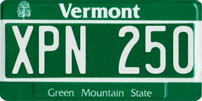 VT license plate XPN250
