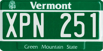 VT license plate XPN251