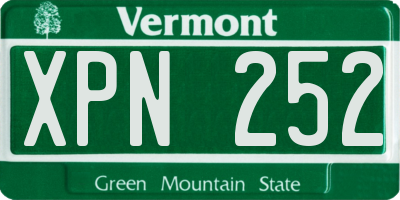 VT license plate XPN252
