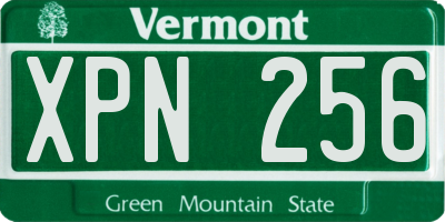 VT license plate XPN256