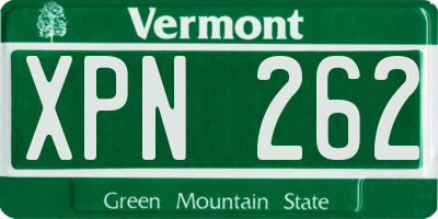 VT license plate XPN262