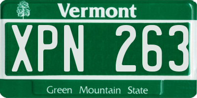 VT license plate XPN263