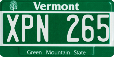 VT license plate XPN265