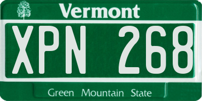 VT license plate XPN268