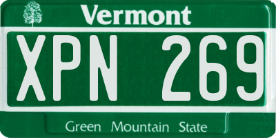 VT license plate XPN269