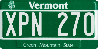 VT license plate XPN270