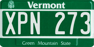 VT license plate XPN273