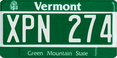 VT license plate XPN274