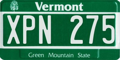VT license plate XPN275