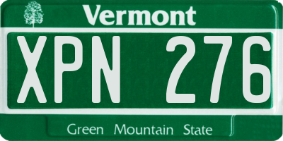 VT license plate XPN276