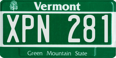 VT license plate XPN281