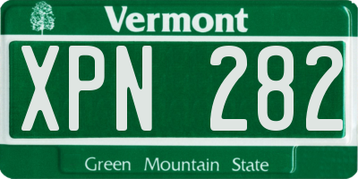 VT license plate XPN282