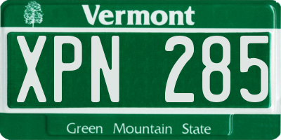 VT license plate XPN285