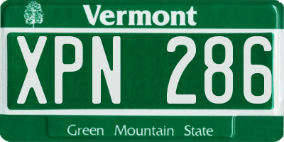 VT license plate XPN286