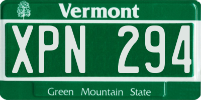 VT license plate XPN294