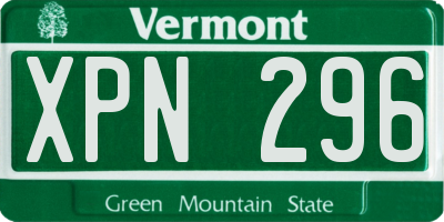 VT license plate XPN296
