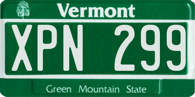 VT license plate XPN299