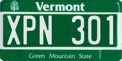 VT license plate XPN301