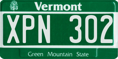 VT license plate XPN302