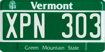 VT license plate XPN303