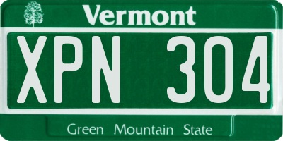 VT license plate XPN304
