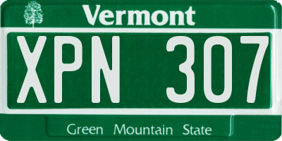VT license plate XPN307