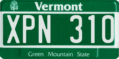 VT license plate XPN310