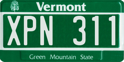 VT license plate XPN311