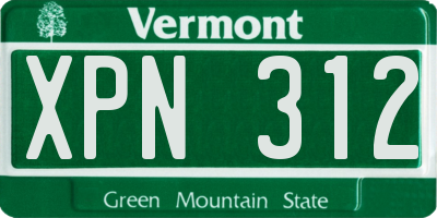 VT license plate XPN312