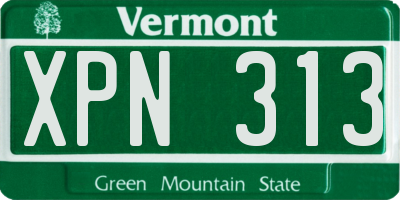 VT license plate XPN313