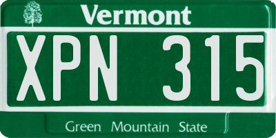 VT license plate XPN315