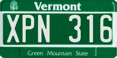 VT license plate XPN316