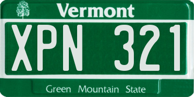 VT license plate XPN321
