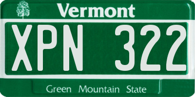 VT license plate XPN322
