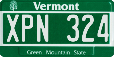 VT license plate XPN324