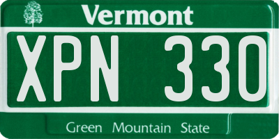 VT license plate XPN330