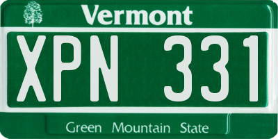 VT license plate XPN331