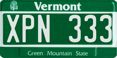 VT license plate XPN333