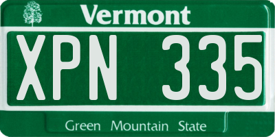 VT license plate XPN335